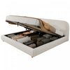 Laurel Ottoman Hydraulic Lift Storage Platform Bed with Boucle Upholstered and Hidden Under-White  | Lit plateforme Laurel avec coffre de rangement a levage hydraulique, tapisserie bouclee et espace de rangement cache sous le lit, taille King, blanc