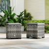 Outsunny Set Of 2 Wicker Ottoman, Outdoor Footstool With Storage, Grey