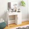 HOMCOM Vanity Table, Makeup Table with Mirror and Storage Shelves, White