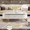 Edison 47.2" Oval Engineered Wood Coffee Table With Storage Drawers - White | Table Basse Ovale Edison De 47,2" En Bois Composite Avec Tiroirs De Rangement - Blanche