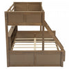 Liam Solid Wood Twin XL Over Queen Bunk Bed with Storage & USB Ports, Brown | Lit superpose Liam en bois massif Twin XL sur Queen avec rangement et ports USB, brun