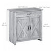 HOMCOM Farmhouse Sideboard, Buffet Cabinet with Barn Door, Grey Grain