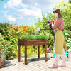 Outsunny 34"x18"x30" Elevated Planter Box, Wooden Patio Raised Garden Bed