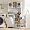 HOMCOM Kitchen Pantry Cabinet with Charging Station and Trash Can Cabinet