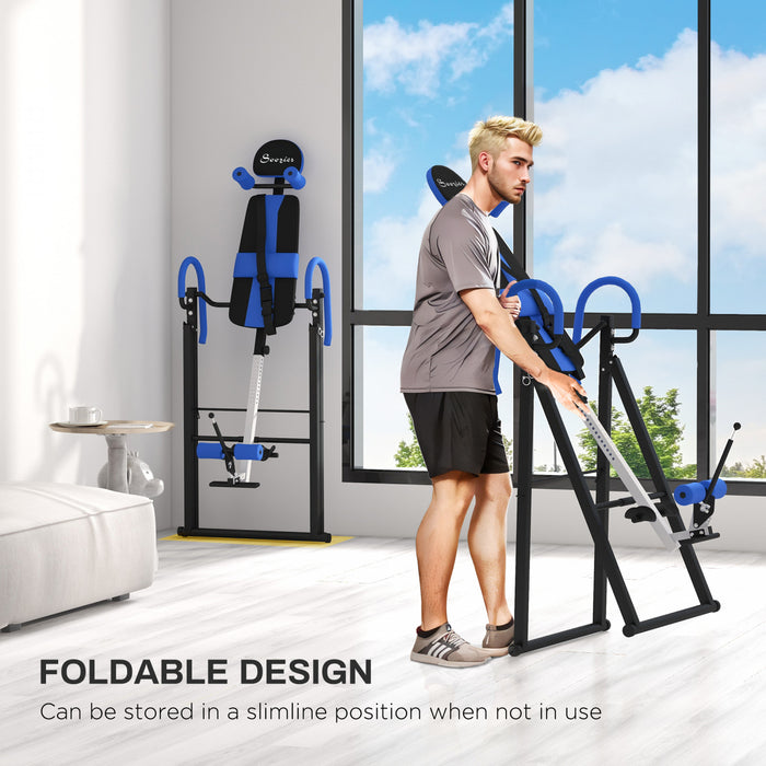 Soozier Adjustable Inversion Table, Folding Inversion Machine with Safety Belt, Waist Pad, 20°/40°/60° Handstand Stretcher Machine for Stress Relief and Fitness