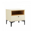 Amara Modern 20" Nightstand in Cream and Light Oak (1-Drawer) | Table de nuit moderne Amara 20" en creme et chene clair (1 tiroir)
