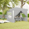 Outsunny 10' X 10' Pop-up Canopy Tent, Sidewalls, Carry Bag Included, Grey