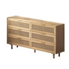 59" Mila Modern 6 Drawer Rattan Storage Cabinet with Engineered Wood Frame- Natural | Meuble de rangement moderne Mila a 6 tiroirs en rotin avec structure en bois manufacture - couleur naturelle