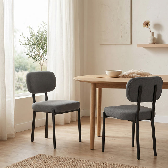 HOMCOM Upholstered Linen Fabric Dining Chairs, Kitchen Chairs, Grey