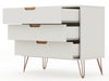 Rockefeller Mid-Century Modern 35" Dresser in Off White (3-Drawer) - Set of 2 | Commode Rockefeller Mid-Century Modern 89 cm en blanc casse (3 tiroirs) – Lot de 2