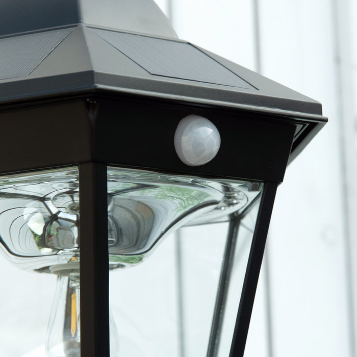 Outsunny 77\" Solar Lamp Post Light, Aluminum Outdoor Street Lamp, Black