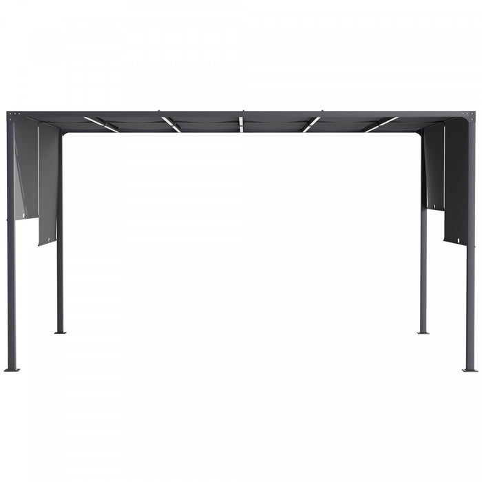 Outsunny 10'x13' Outdoor Pergola W/ Led Lights, Retractable Roof, Grey