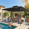 Outsunny 10' x 10' Gazebo, Soft Top Garden Gazebo w/ 2-Tier Roof, Dark Grey