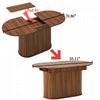 Noah Extendable Oval Dining Table with Striped Legs,Brown | Noah Table a manger ovale extensible avec pieds rayes, marron