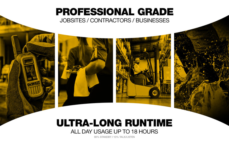 6 Dewalt DXFRS800 Work Site Walkie Talkies - 2 Watt, Heavy Duty, Long Range Indoor-Outdoor Two Way Radios + 22 Channel