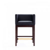 Kingsley Mid-Century Modern Wood Upholstered Counter Stool in Black - Set of 2 | Tabouret de comptoir Kingsley style milieu du siecle en bois et tissu, noir – Lot de 2