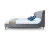 Heather Mid-Century Modern Velvet Upholstered Queen Bed in Gray and Gold | Lit Queen Heather style milieu du siecle moderne, rembourre en velours gris et or