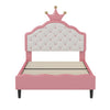 Lily Lovely Crown Fantasy Princess Bed with Tufted PU Leather Headboard,Twin Size Twin Bed | Lily Lit de Princesse Fantaisie Couronne Elegante avec Tete de Lit en Cuir PU Capitonne, Taille Twin