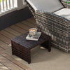 Outsunny Wicker Outdoor Ottoman Footstool with Cushion, Set of 2, Khaki