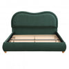 Olivia Upholstered Platform Bed Frame with Curved Headboard,Queen Size,Green Queen Bed | Olivia Cadre de lit plateforme rembourre avec tete de lit incurvee, taille Queen, vert