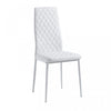 Ava Modern Diamond Grid Pattern Dining Chair Set (4-Pack) with Fireproof Leather and Metal Frame,White  | Ensemble de chaises de salle a manger modernes Ava avec motif de grille en diamant (lot de 4), cuir ignifuge et cadre en metal, blanc