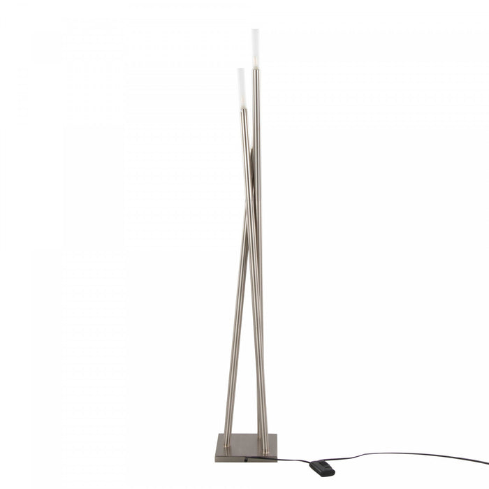 LumiSource Icicle Contemporary Brushed Nickel Floor Lamp