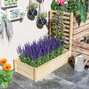 Outsunny 43" Raised Garden Bed Wooden, Planters Box With Trellis, Natural