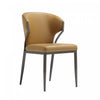 Kirsten Modern Vegan Leather Metal Dining Chair in Camel - Set of 4 | Chaise de salle a manger moderne en cuir vegetalien et metal Kirsten couleur camel - Lot de 4