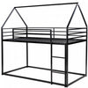 Liam House Bunk Bed with Built-in Ladder and Metal Frame,Twin Over Twin Size,Black  | Lits superposes Liam en forme de maison avec echelle integree et cadre en metal, taille Twin sur Twin, noir