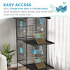 Pawhut Wrought Metal Bird Cage Feeder With Rolling Stand Perches Food Containers Doors Wheels 67" H,|Pawhut Cage A Oiseaux En Metal Forge Avec Support Roulant, Conteneurs Alimentaires Portes Roues 67"