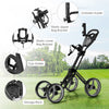 Goplus Folding 4 Wheels Golf Push Cart W/brake Scoreboard Adjustable Handle Gray