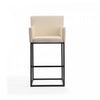 Ambassador Mid-Century Modern Metal Upholstered Barstool in Cream - Set of 3 Bar Stool | Tabouret de bar rembourre en metal style mid-century modern Ambassador, creme - Lot de 3