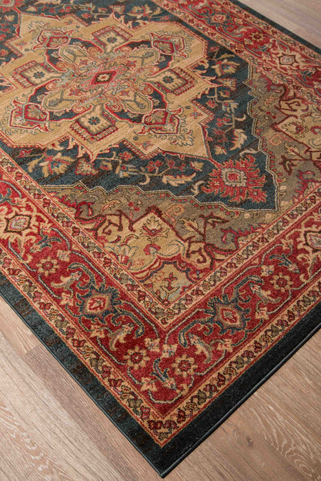 Lux Traditional 7'10\" x 9'10\" Area Rug in Blue Indoor Area Rug