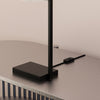 25" Black Rectangular Frame Table Lamp with Cylinder Shade | Lampe de table noire de 25 po à armature rectangulaire avec abat-jour cylindrique