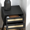 HOMCOM Bedside Table Set of 2 with 2 Drawers, Rattan Element for Bedroom