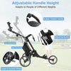 Goplus Folding 3 Wheels Golf Push Cart W/bag Scoreboard Adjustable Handle Grey