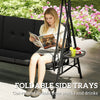 Outsunny 3-Seat Patio Swing Chair with Adjustable Canopy and Side Tray