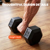 Soozier 2 x 15 lbs Rubber Dumbbells Weight Set for Body Fitness Training