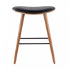 LumiSource Saddle Black Faux Leather Mid-Century Modern Counter-Height Stool - Set of 2|Tabouret moderne du milieu du 20e siècle Saddle de hauteur comptoir en similicuir noir - ensemble de 2