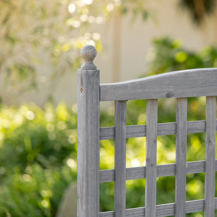 Outsunny Raised Garden Bed With Trellis For Climbing Vines, Wood Garden Planter Box, Free Standing Flower Pot, Indoor & Outdoor Display Rack, Gray