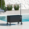 Outsunny 80qt Patio Cooler Cart Wheeled Cooler with Bottle Opener, Black