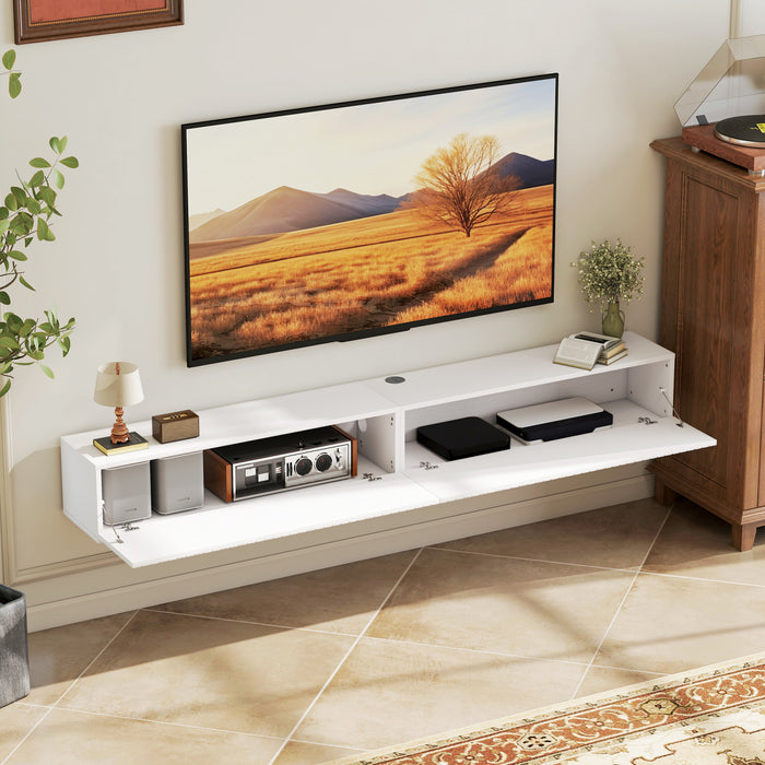 HOMCOM 71\" Floating TV Stand for TVs up to 72 Inch, White