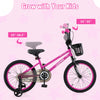 Costway 18" Kid's Bike With Training Wheels Adjustable Handlebar & Seat Handbrake Pink