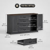 HOMCOM 58" Sideboard Buffet Cabinet with Charging Station Black Wood Grain