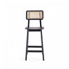Versailles Industry Chic Cane Back Wood Counter Stool in Black and Natural - Set of 2 | Tabouret de comptoir industriel chic Versailles avec dossier en cannage, bois noir et naturel - Lot de 2