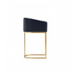 Louvre Mid-Century Modern Metal Upholstered Counter Stool in Black - Set of 3 Bar Stool | Tabouret de comptoir rembourre en metal noir style mid-century modern Louvre - Lot de 3