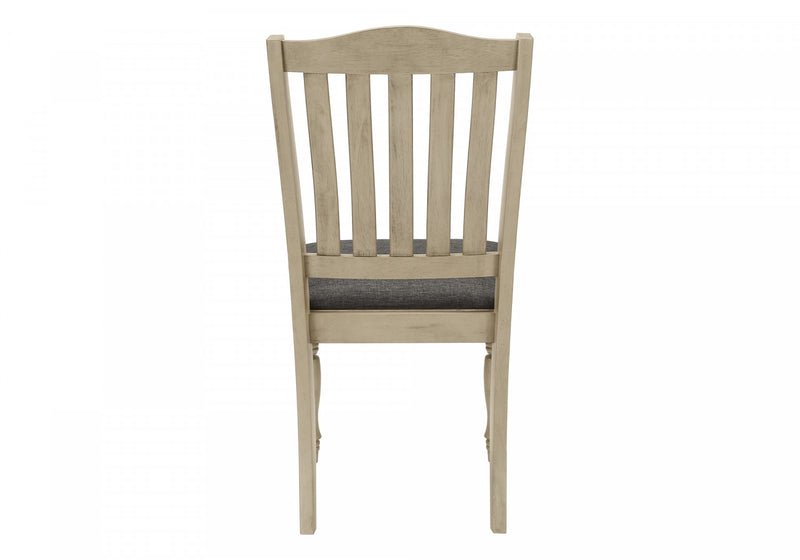 Dining Chair Set of 2 Dining Room Kitchen Side Antique Grey Fabric Wood Legs Transitional