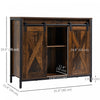 HOMCOM Industrial Sideboard Buffet Cabinet with Barn Doors Rustic Brown