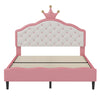 Lily Lovely Crown Fantasy Princess Bed with Tufted PU Leather Headboard,Full Size Full Bed | Lily Lit de Princesse Fantaisie Couronne Elegante avec Tete de Lit en Cuir PU Capitonne, Taille Double