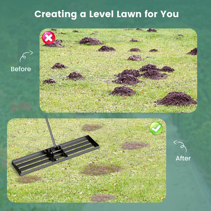 Costway Lawn Leveling Rake 42\" X 10\" Heavy Duty Level Lawn Tool For Garden Backyard/lawn Black